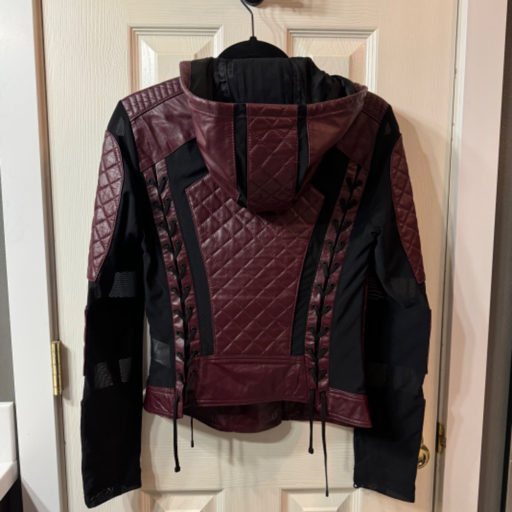 Blanc Noir Burgundy Moto Hoodie - Picture 5 of 6